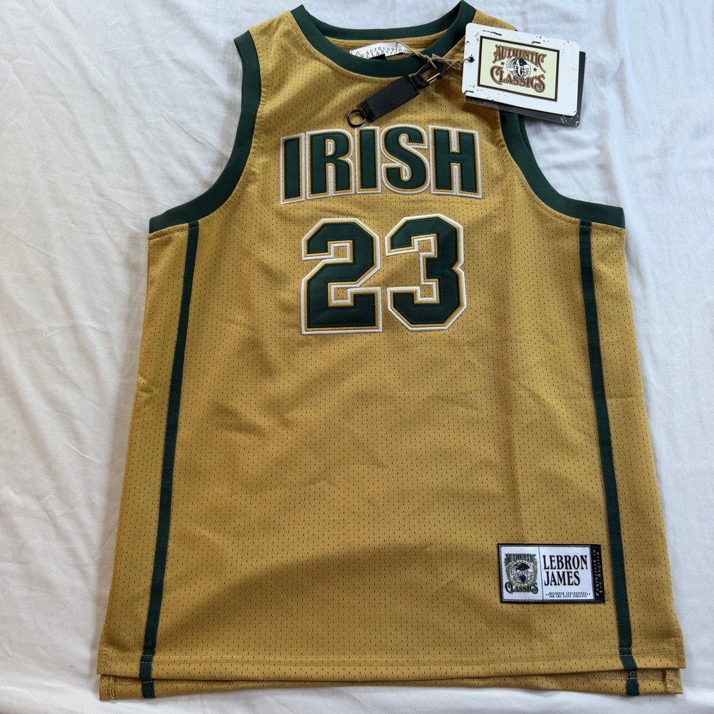 Authentic Classics LeBron James Irish 23 Basketball Jersey Gold Youth XL HGAA136